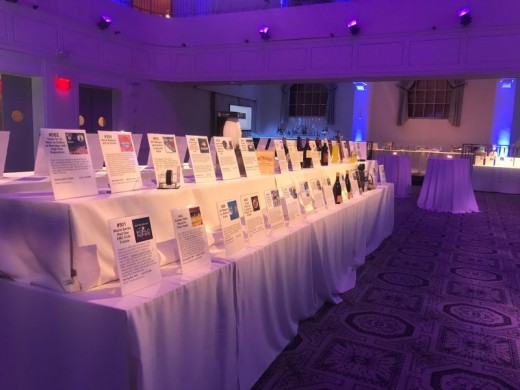 Highlighted auction items in ballroom