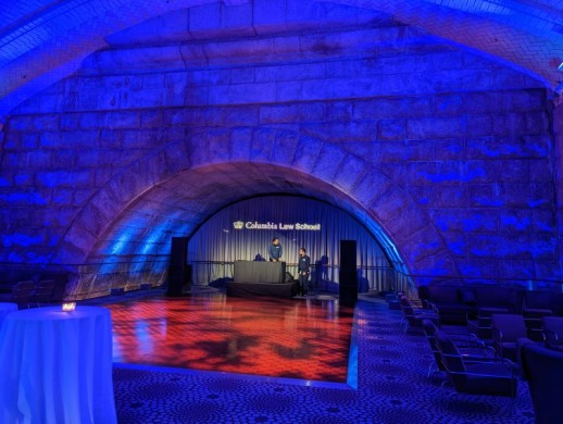 Textured Dancefloor Wash with Blue Uplighting and Gobo in Cave