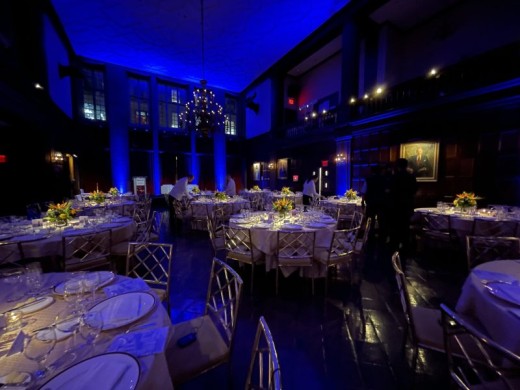 Blue Uplights and Pinspotting in Main Dining Room