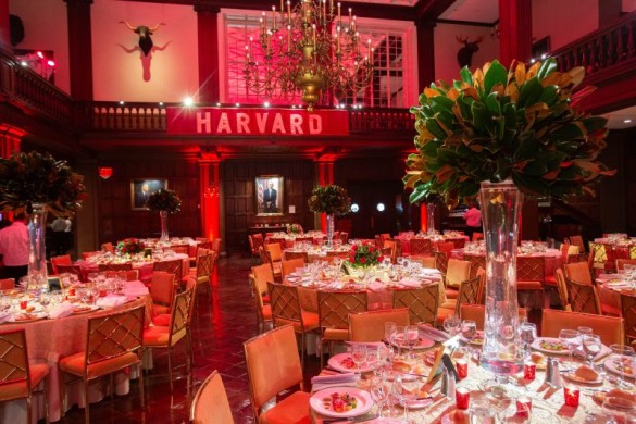 Pin Spots and Red Uplights in Harvard Dining Room - Photo by Hechler Photographers