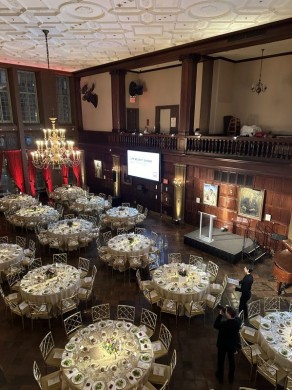 Screen and Lucite Lectern on Stage