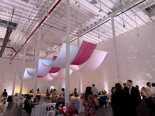 Draping with Ice Blue Magenta and Blush