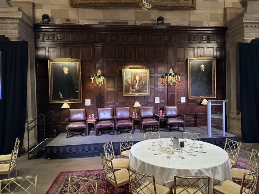 Stage Wash with Lucite Lectern and Gooseneck Mics