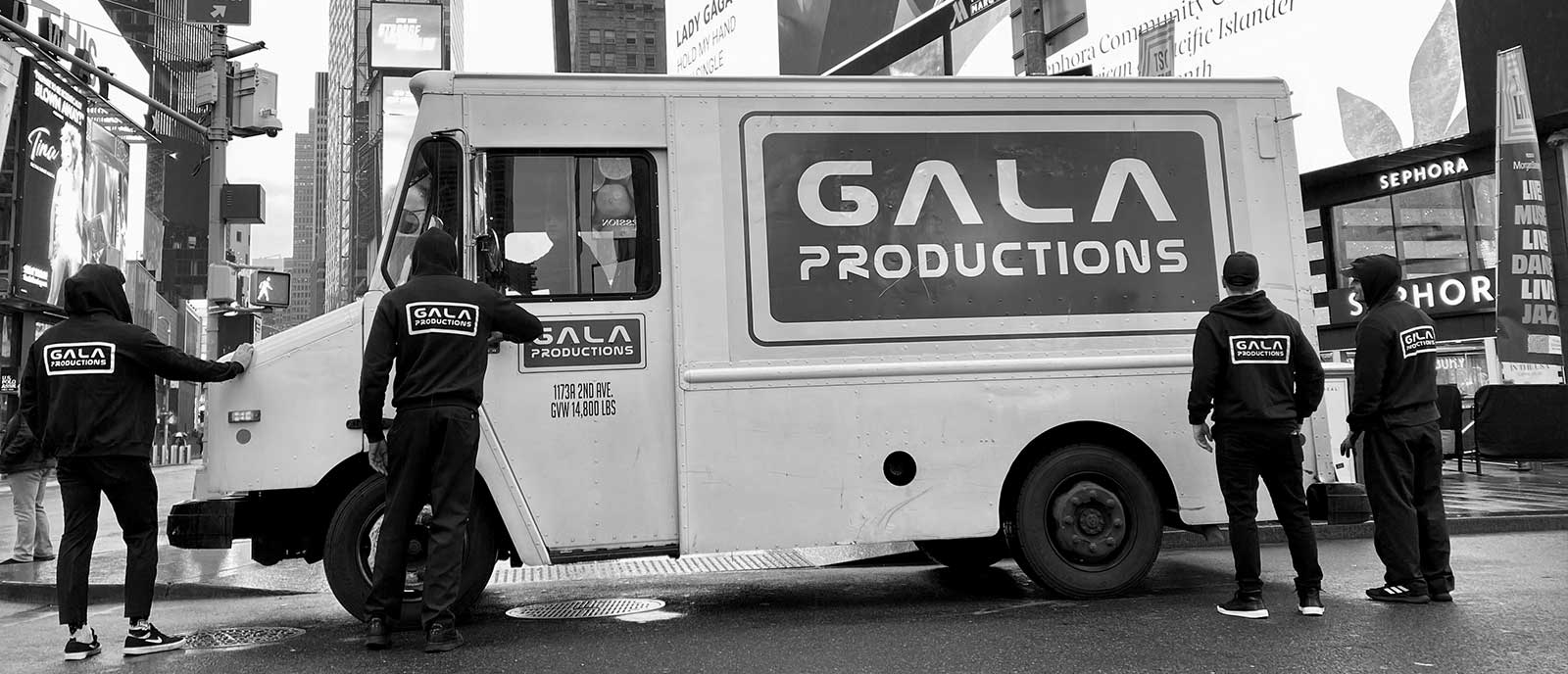 Gala Productions team and production vehicle in New York City